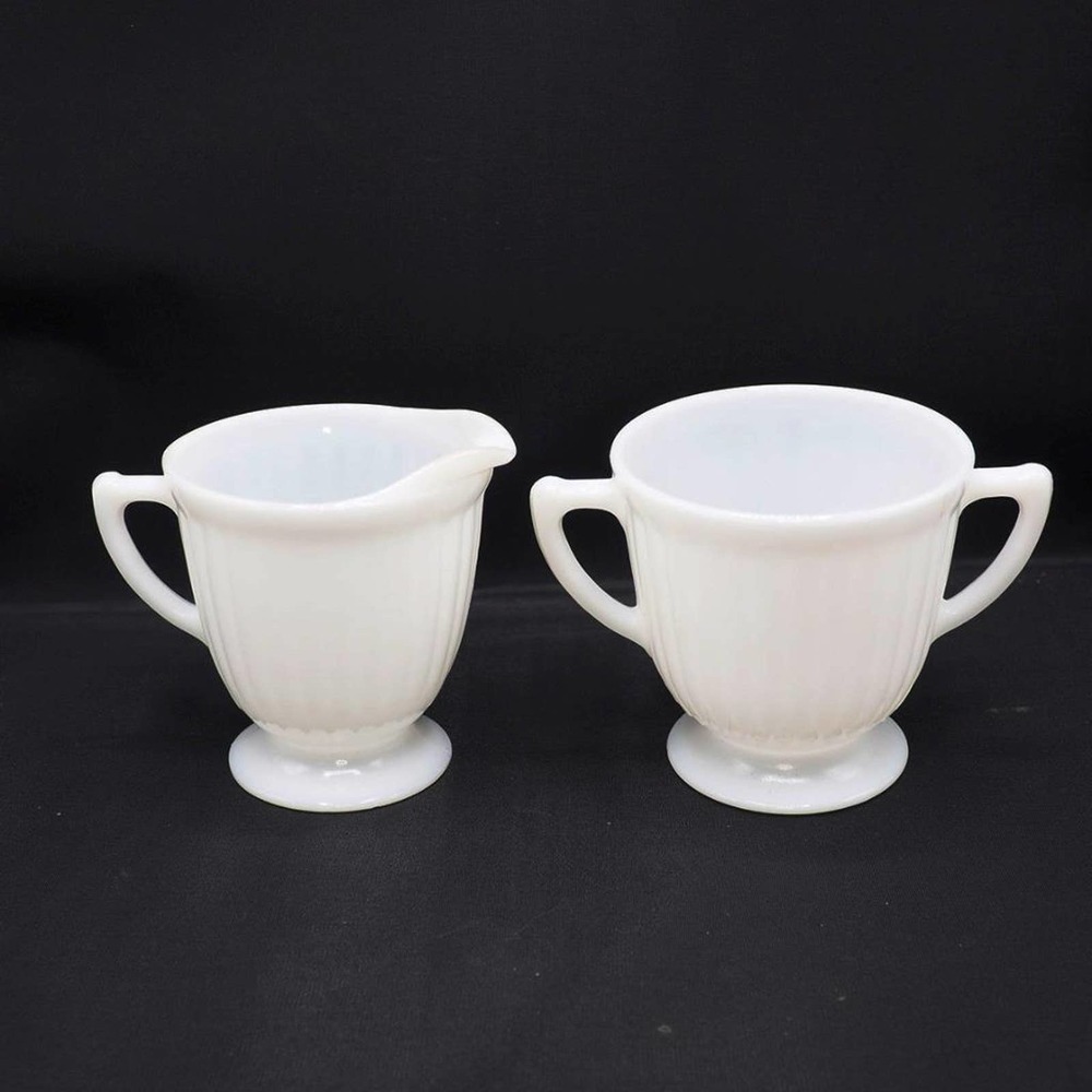 Macbeth Evans Monax Petalware White Creamer Sugar Set